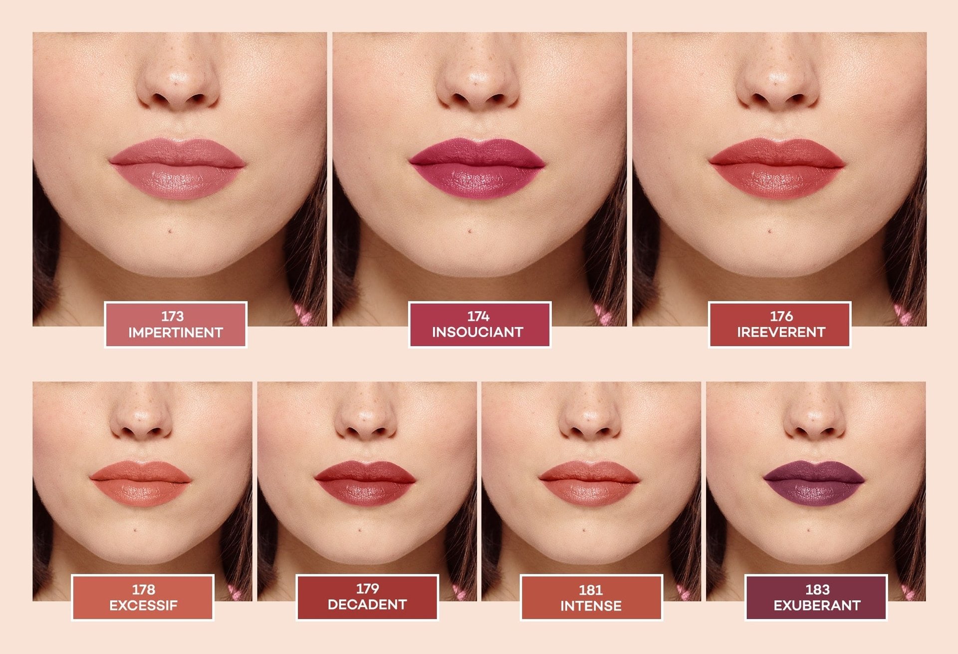 Color Riche Les Nus Nuancenbeispiele auf Lippen aufgetragen